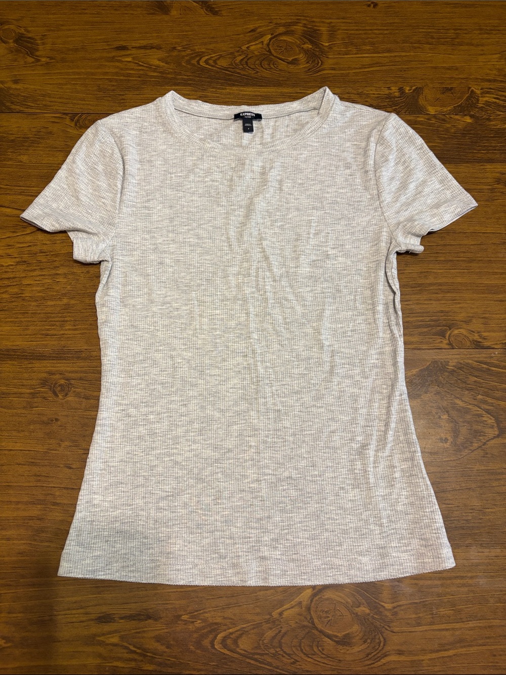 Express Fitted Ribbed Gray Short Sleeve Baby Tee Top Small